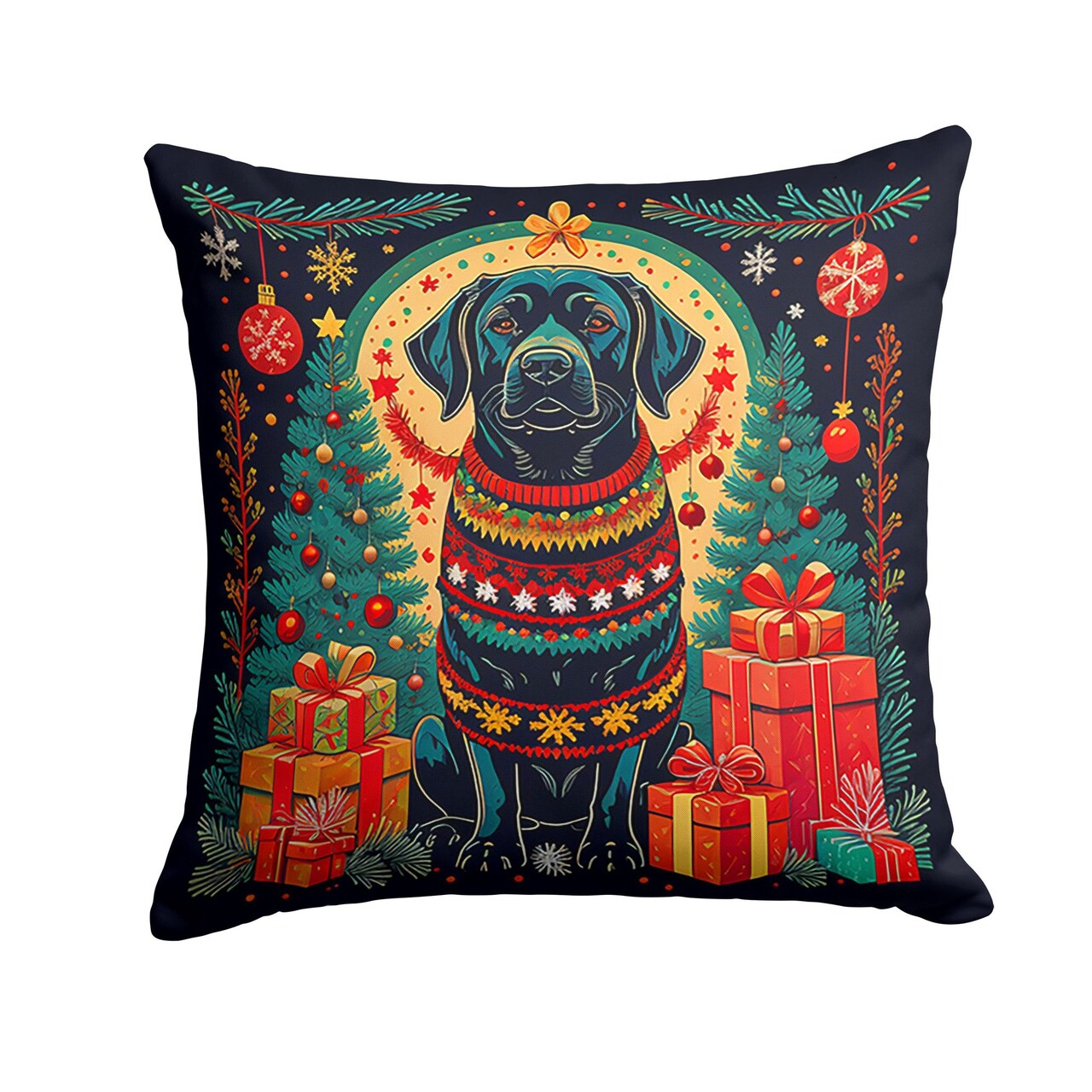 Edge Collections - 18" X 18" - Black - Labrador Retriever Christmas Throw Pillow - 1 Piece